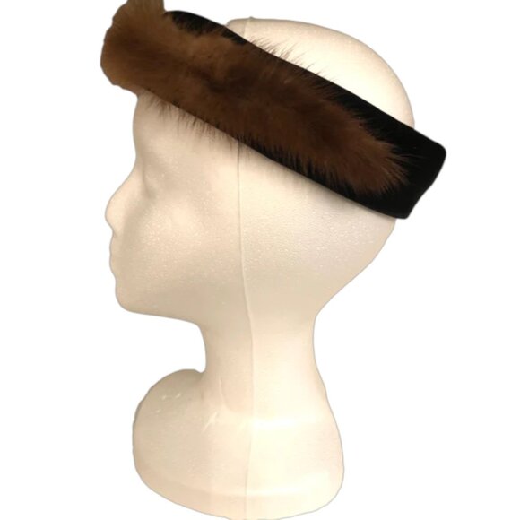 Vintage Velvet and Fur Headband - Picture 1 of 4